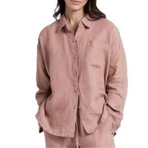 Parachute Linen Clay Relaxed Long Sleeve Button-Up Shirt Women’s XL Natural